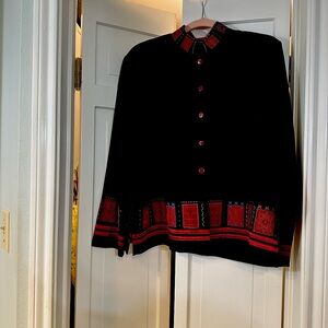 Black jacket with colorful trim